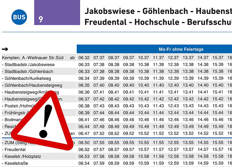 Teilaussetzung Linie 9 ab 30.06