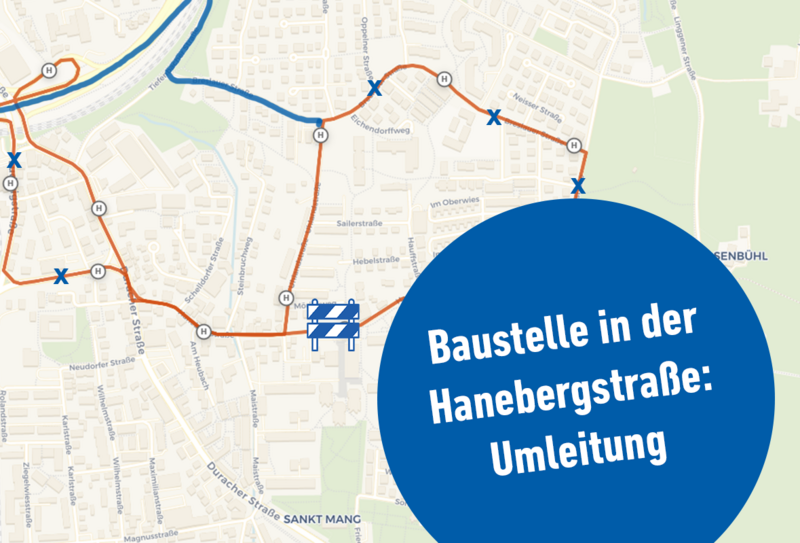 Sperrung wegen Kanalarbeiten in der Hanebergstraße