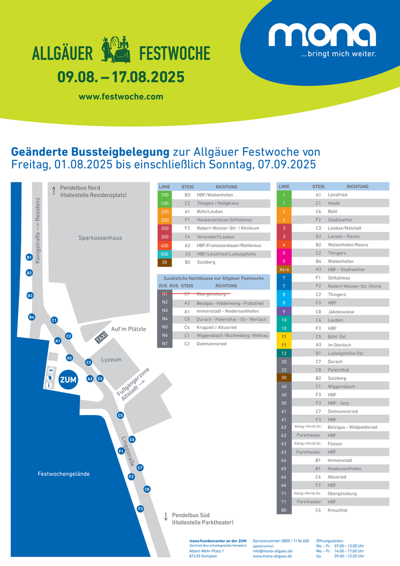 Sonderbussteigbelegung zur Allgäuer Festwoche