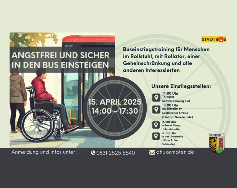 15. April: Buseinstiegstraining für Menschen mit Rollstuhl, Rollator oder Geheinschränkung