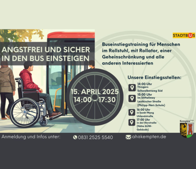 15. April: Buseinstiegstraining für Menschen mit Rollstuhl, Rollator oder Geheinschränkung