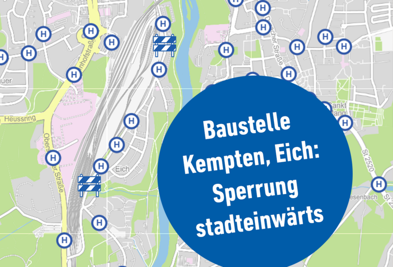 Sperrung wegen Kanalsanierung in Kempten, Eich