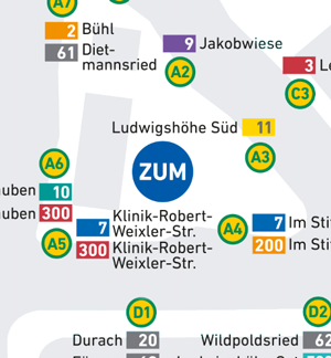Die Zentrale Bus-Umsteigestelle Kempten:  ZUM