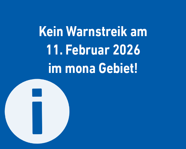 ÖPNV-Warnstreik am 11. Februar: mona-Gebiet nicht betroffen
