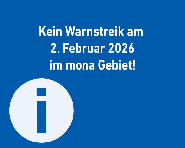 ÖPNV-Warnstreik am 2. Februar: mona-Gebiet nicht betroffen